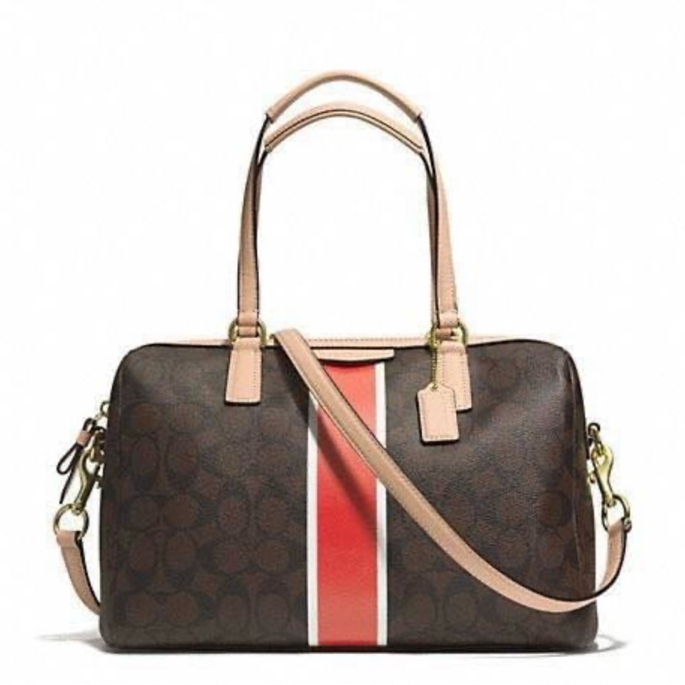 Coach Signature Nancy Stripe Satchel